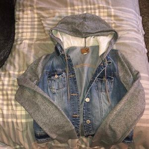 American Eagle denim hoodie jacket